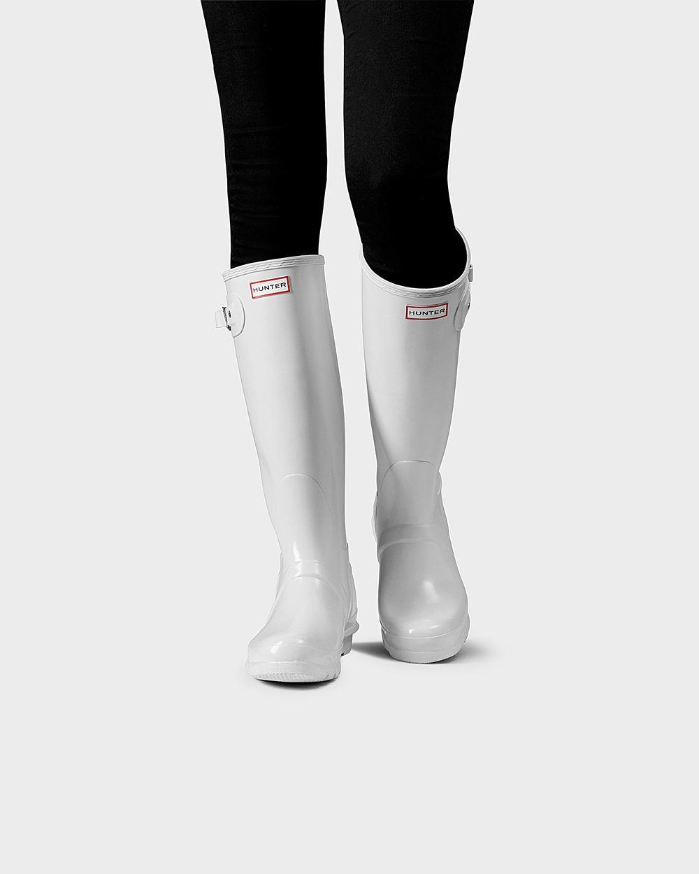 Hunter Original Gloss Tall Rain Boots - Clearance Sale Womens White - UQXWSL875